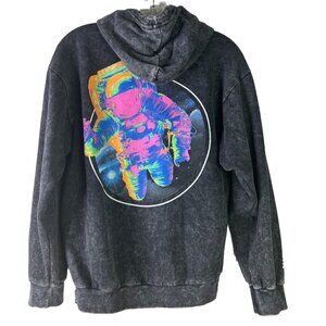 NASA Unisex Small Acid Wash Black Astronaut Rainbow Soft Quality Hoodie  EUC